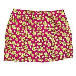 Lilly Pulitzer Vintage Dune Buggy Pink Lime Mini Skirt Skort sz 8 Barbiecore Neo